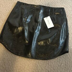 Black pleather mini skirt
